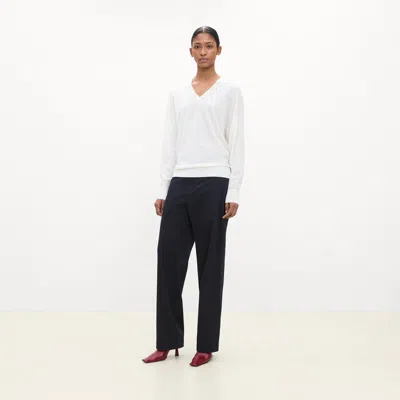 Theory Oversized V-neck Sweater In Regal Wool In White