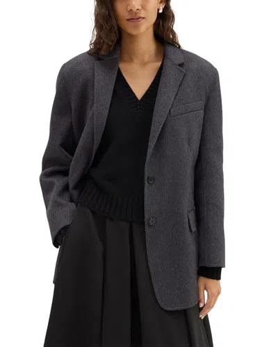 Theory Oversized Wool & Cashmere-blend Tailor Jacket In Grey