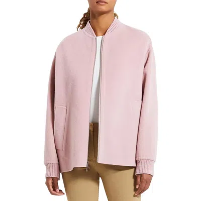 Theory Oversized Zip Up Bomber Jacket In Blush In Gold