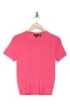 Theory P Regal Short Sleeve Wool Blend Sweater In Pink Azalea