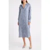 Theory Silk Maxi Oversized Shirtdress In Blue Multi