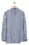 Theory Painter Stripe Silk Button-up Shirt In Blue Multi