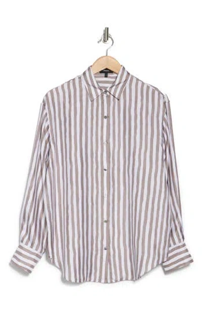 Theory Painter Stripe Silk Button-up Shirt In Cinder Multi - 21e