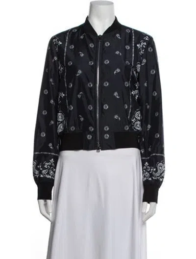 Pre-owned Theory Paisley Print Bomber Jacket In Blue