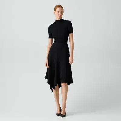 Theory Panel Drape Skirt In Admiral Crepe In Black