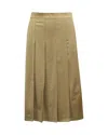 Theory Panel Pleated Midi Skirt In Brown Virgin Wool In Brown
