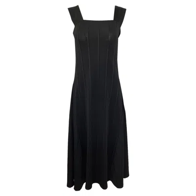 Theory Paneled Midi Dress In Black Polyester