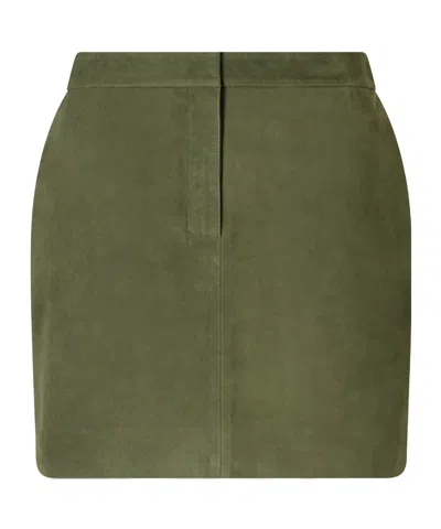 Theory Paneled Suede Mini Skirt In Green