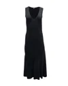 Theory Panelled Skirt Midi Dress In Black Rayon In Black
