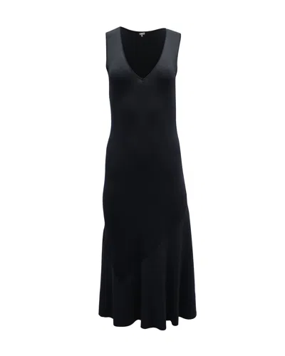 Theory Panelled Skirt Midi Dress In Black Rayon