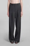 Theory Grey High-waist Pants With Pences In Stretch Wool Woman In Grey
