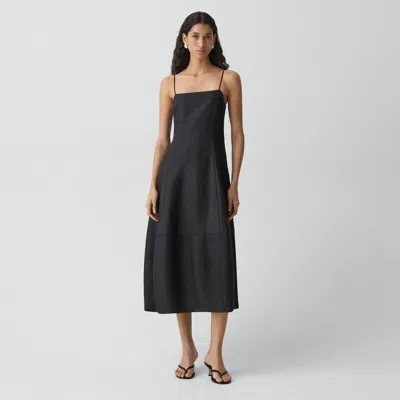 Theory Parachute Dress In Mod Silk Twill In Black