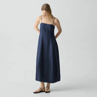 Theory Parachute Dress In Mod Silk Twill In Blue