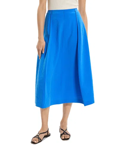 Theory Curved Parachute Silk Blend Skirt In Blue