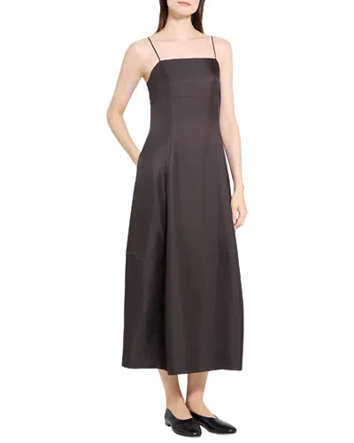 Theory Parachute Silk Dress In Brown
