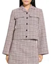 Theory Cropped Tweed Jacket In Multicolor Cotton