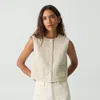 Theory Patch Pocket Vest In Texture Tweed In Taupe Multi