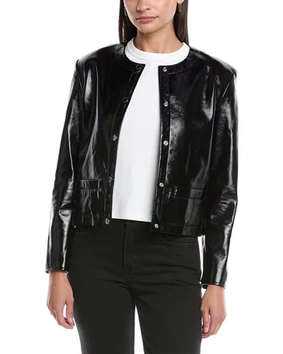 Theory Patent Crop Jacket In Black