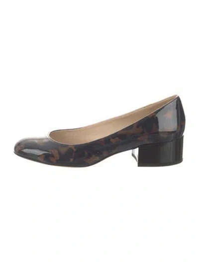 Pre-owned Theory Patent Leather Animal Print Pumps
