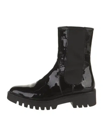 Pre-owned Theory Patent Leather Combat Boots In Black