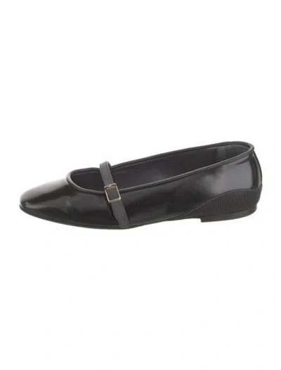 Pre-owned Theory Patent Leather Mary Jane Flats In Black