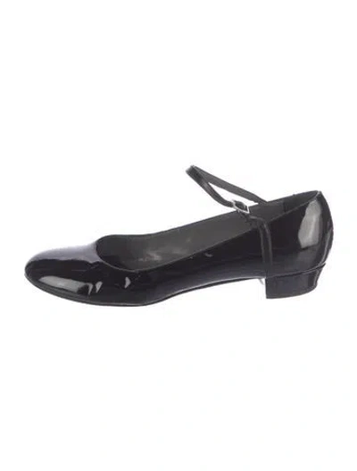 Pre-owned Theory Patent Leather Mary Jane Flats In Black