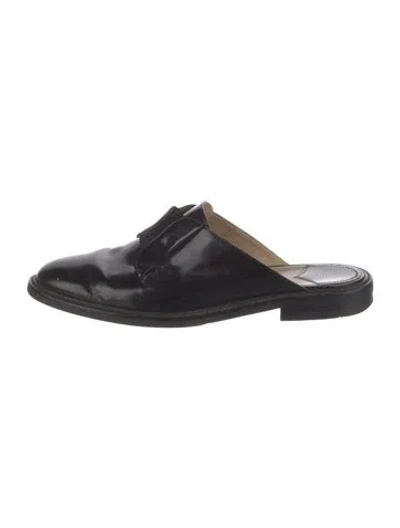 Pre-owned Theory Patent Leather Mules In Black