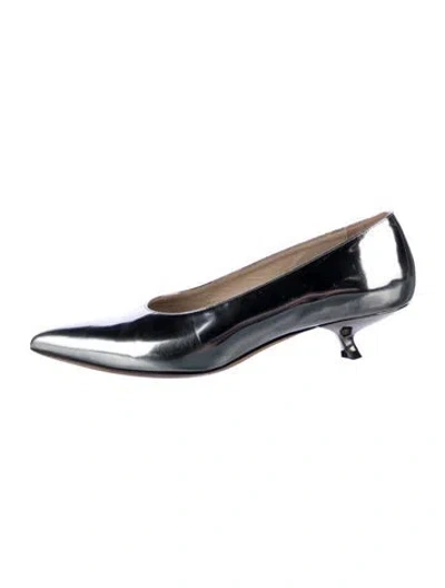 Pre-owned Theory Patent Leather Pumps In Metallic/silver