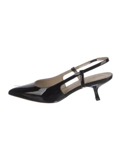 Pre-owned Theory Patent Leather Slingback Pumps In Black