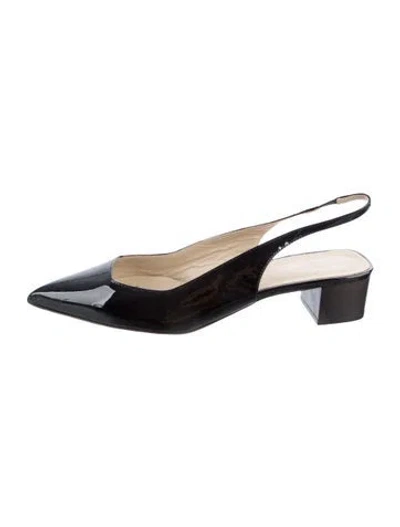 Pre-owned Theory Patent Leather Slingback Pumps In Black