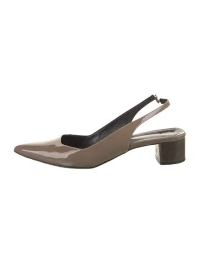 Pre-owned Theory Patent Leather Slingback Pumps In Neutrals