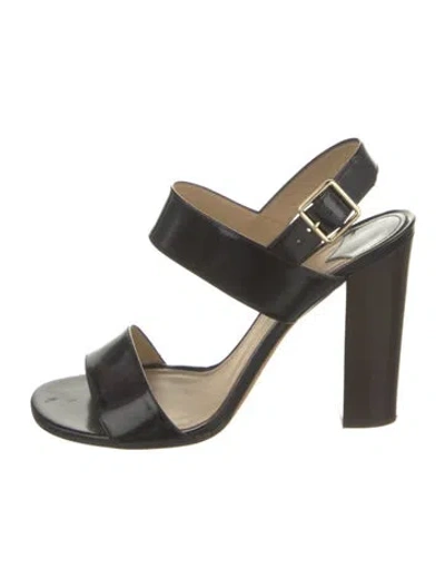 Pre-owned Theory Patent Leather Slingback Sandals In Gold