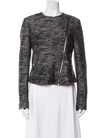 Pre-owned Theory Patterned Biker Jacket In Black