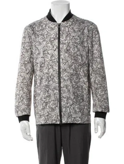 Pre-owned Theory Patterned Bomber Jacket In White