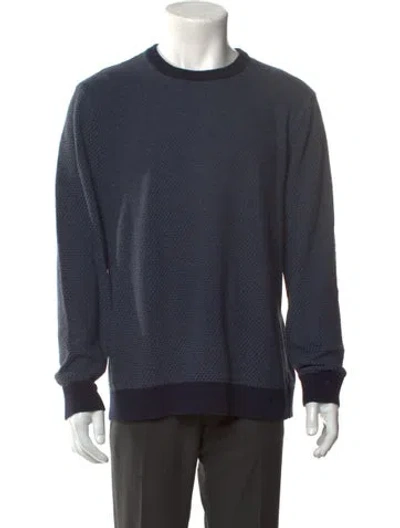 Pre-owned Theory Patterned Crew Neck Pullover In Blue