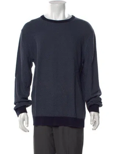 Pre-owned Theory Patterned Crew Neck Pullover In Blue