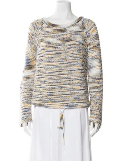 Pre-owned Theory Patterned Crew Neck Sweater In Blue