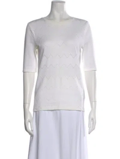 Pre-owned Theory Patterned Crew Neck Sweater In White