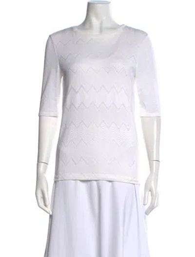 Pre-owned Theory Patterned Crew Neck Sweater In White