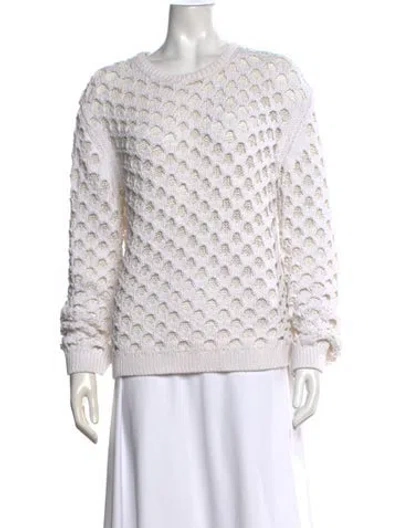 Pre-owned Theory Patterned Crew Neck Sweater In White