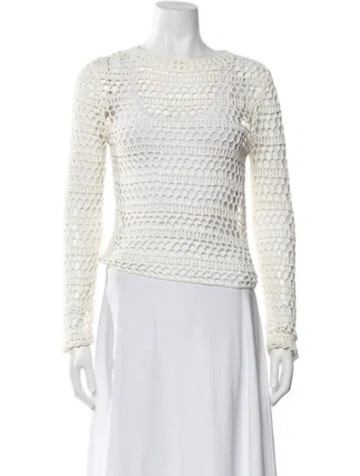 Pre-owned Theory Patterned Crew Neck Sweater In White