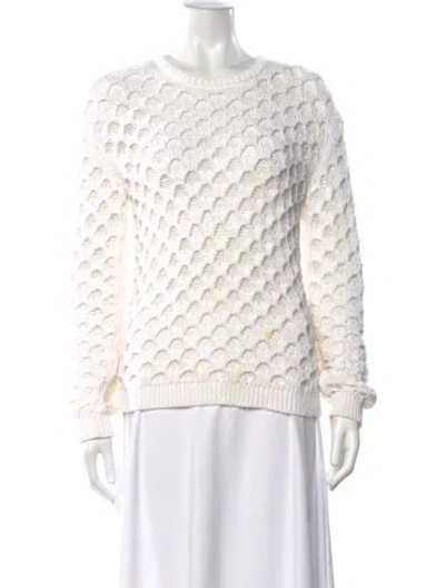Pre-owned Theory Patterned Crew Neck Sweater In White