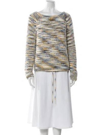 Pre-owned Theory Patterned Crew Neck Sweater In Yellow