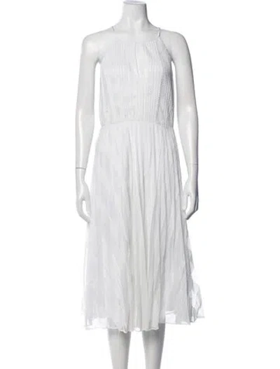 Pre-owned Theory Patterned Midi Length Dress In White