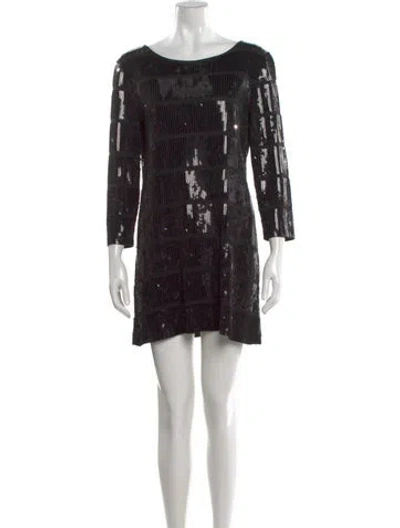 Pre-owned Theory Patterned Mini Dress In Black