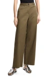 Theory Patton Flat Front Stretch Cotton Pants In Dark Olive