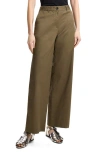 Theory Patton Flat Front Stretch Cotton Pants In Dark Olive