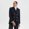 Theory Double Breasted Wool Peacoat Blazer In Baltic