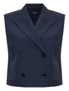 Theory City Twill Peak Double-breasted Vest In Blue