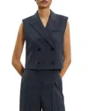 Theory Double Breasted Crop Vest In Blue